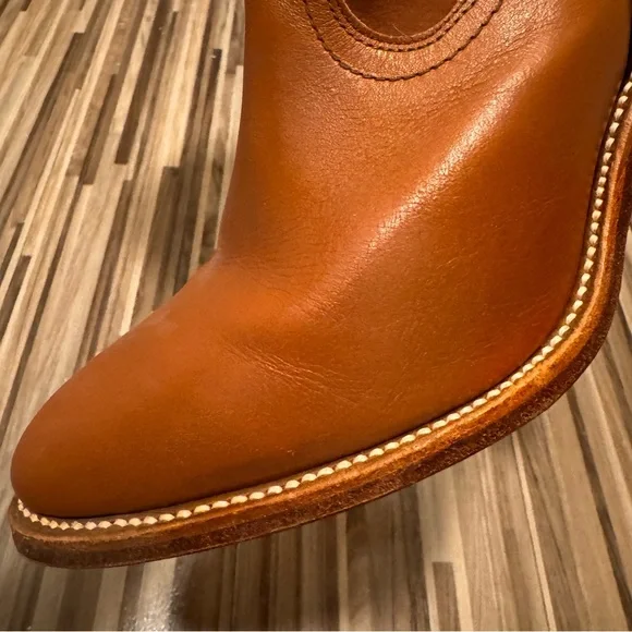 Frye Women's Tall Western Heeled Boots in Cognac Brown - Picture 11 of 14